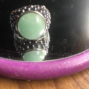 Jade and tactician caviar pearl ring
